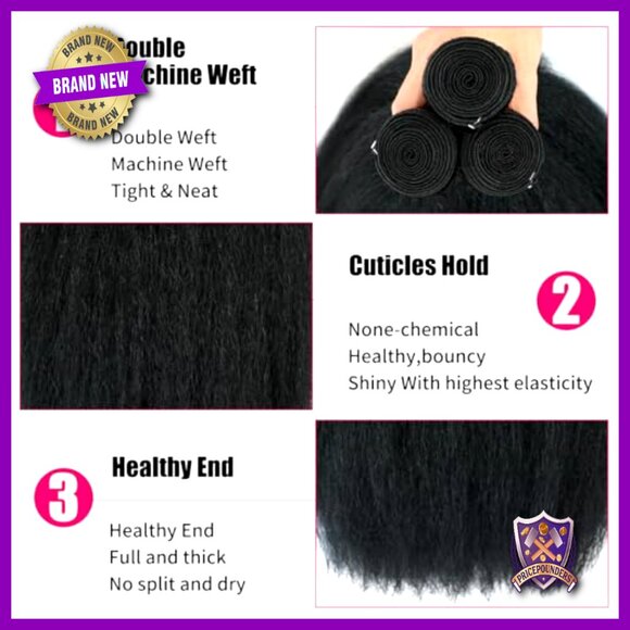Kinky Straight Human Hair Bundles 100% Brazilian Virgin Hair 3 Bundles main image 5